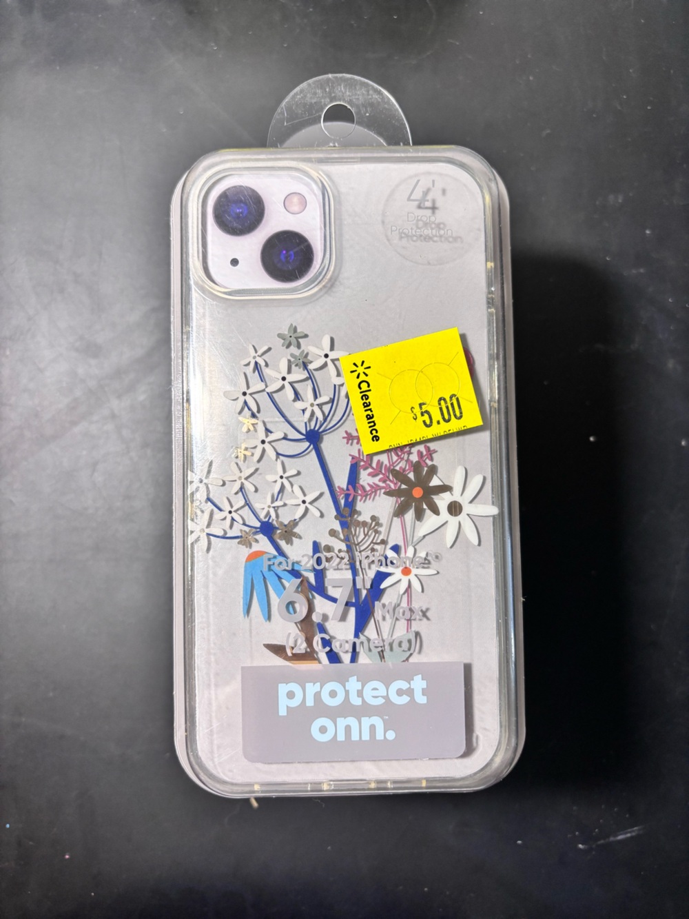 Protect Onn. Clear Floral Phone Case – Clear with Blue & White Accents
